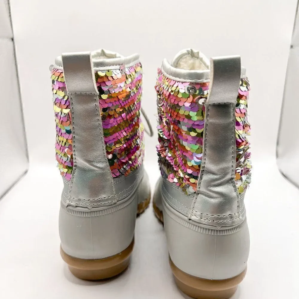 Olivia Miller Girls Flip Sequin Duck Boots, Size 2